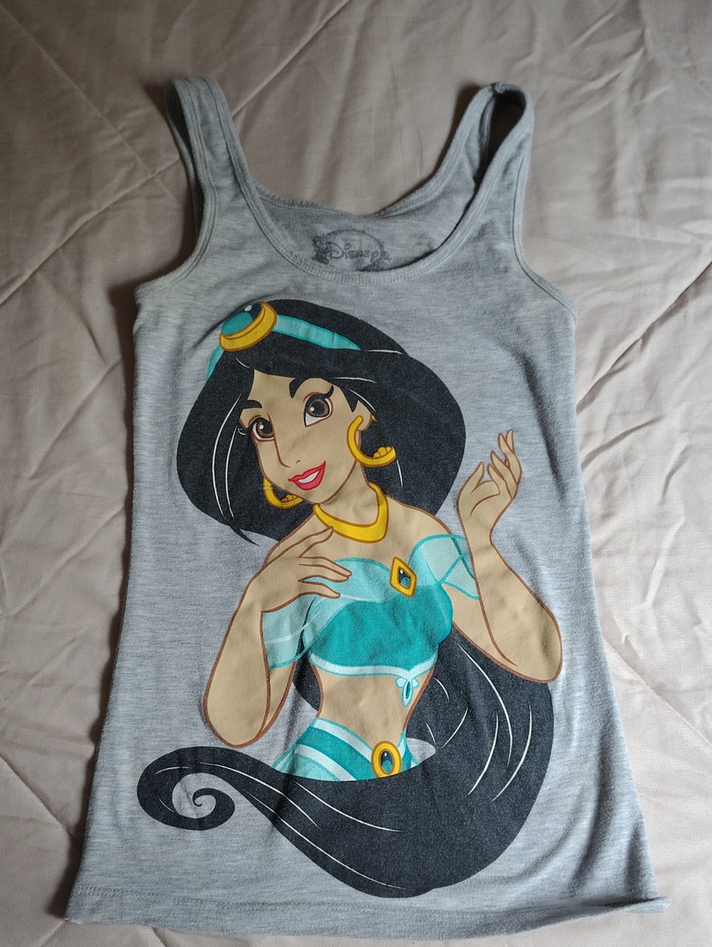 Disney Gray Tank Top with Teal Jasmine Graphic